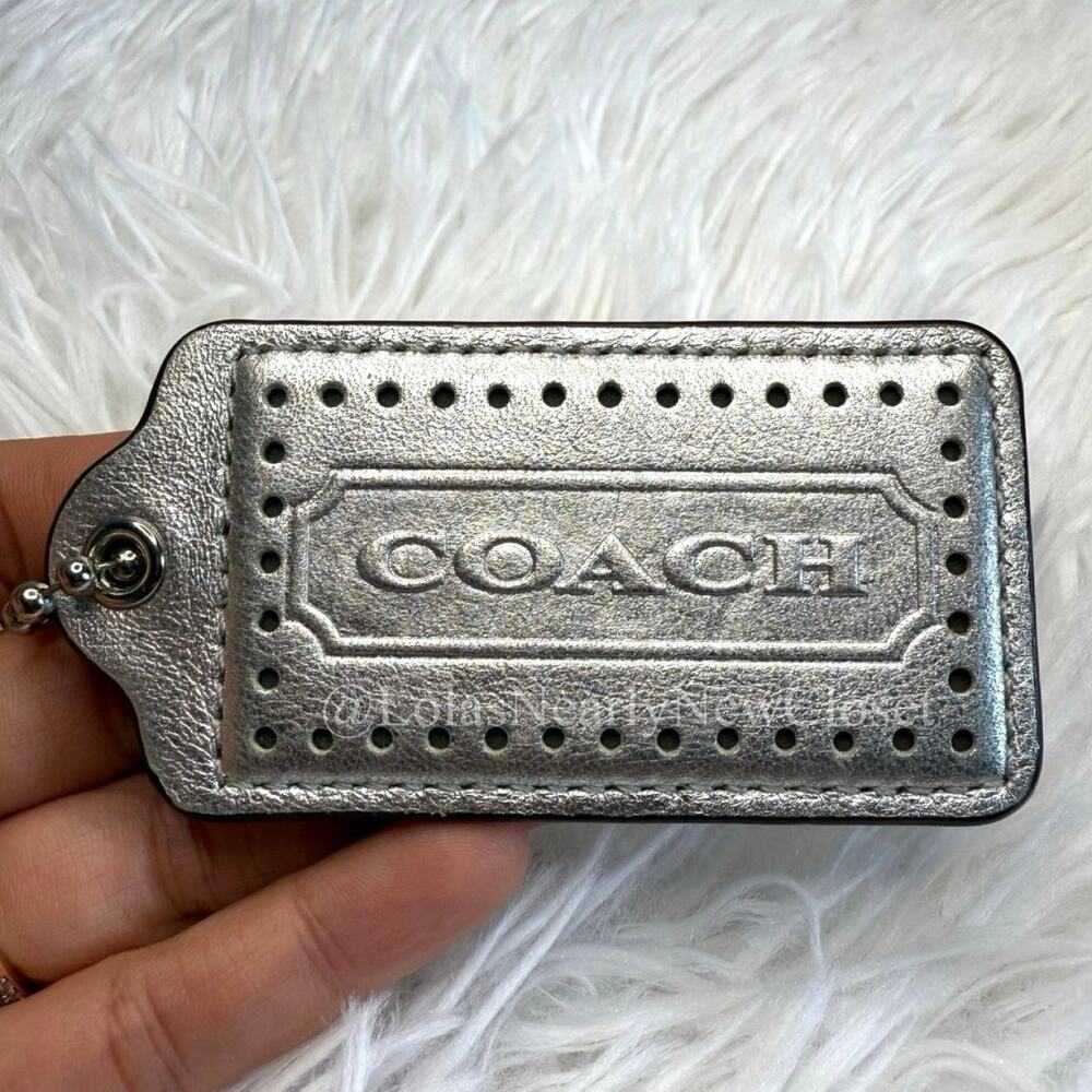 3" COACH Silver Fob Bag Charm Hang tag Hangtag